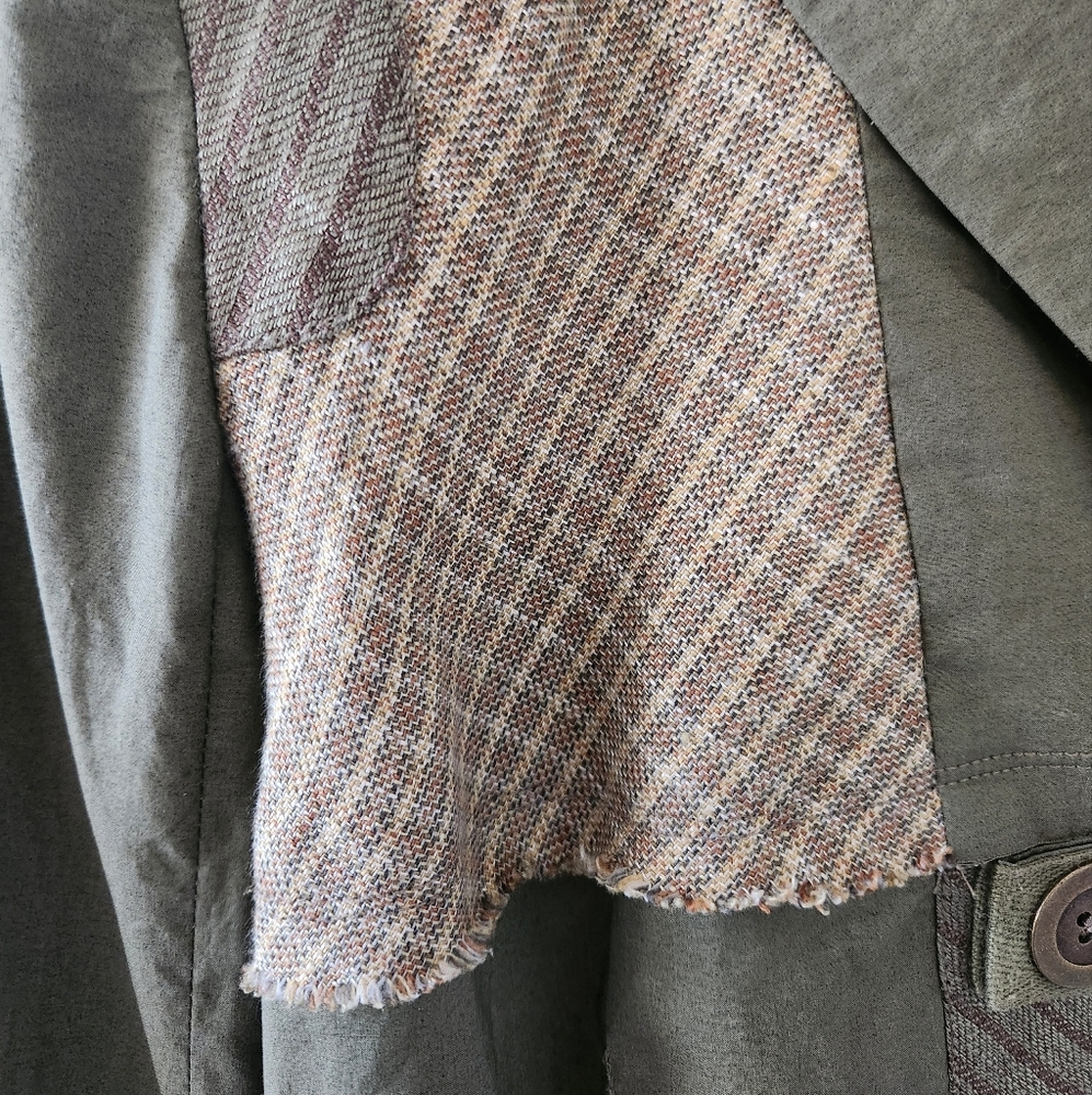 Vintage Y2K L.A.M.B. Jacket Size 4 Gwen Stefani Olive Green Plaid Cotton Linen - Picture 4 of 16